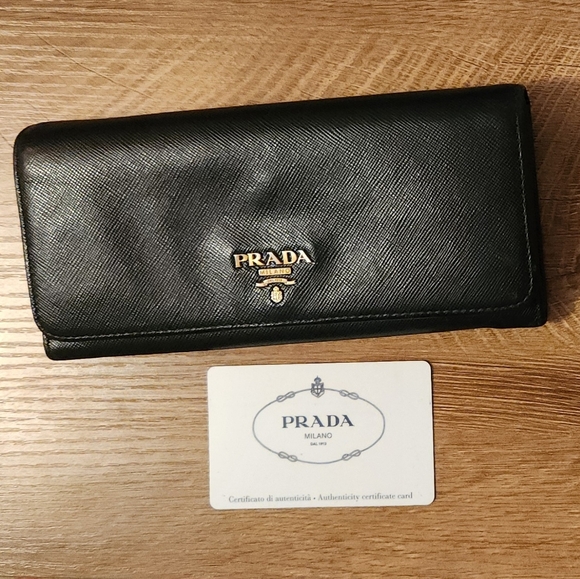 Prada Handbags - Prada Large Black Saffiano Leather Wallet NWOT